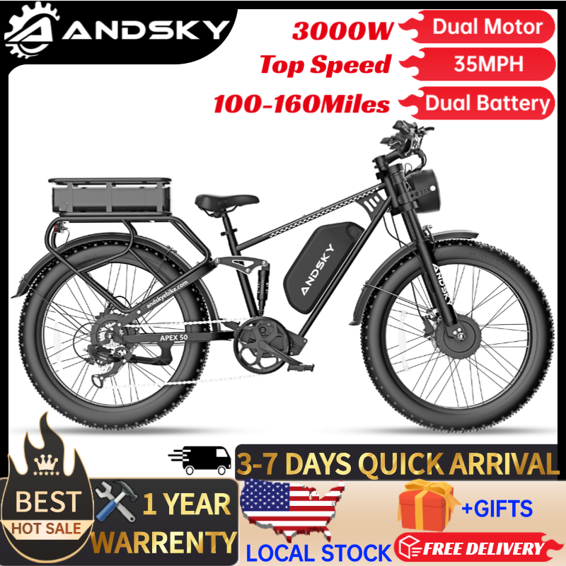 48V 1500W Rear Hub Motor With Battery - ANDSKY Apex50 AWD Elektrikli Bisiklet 3000W