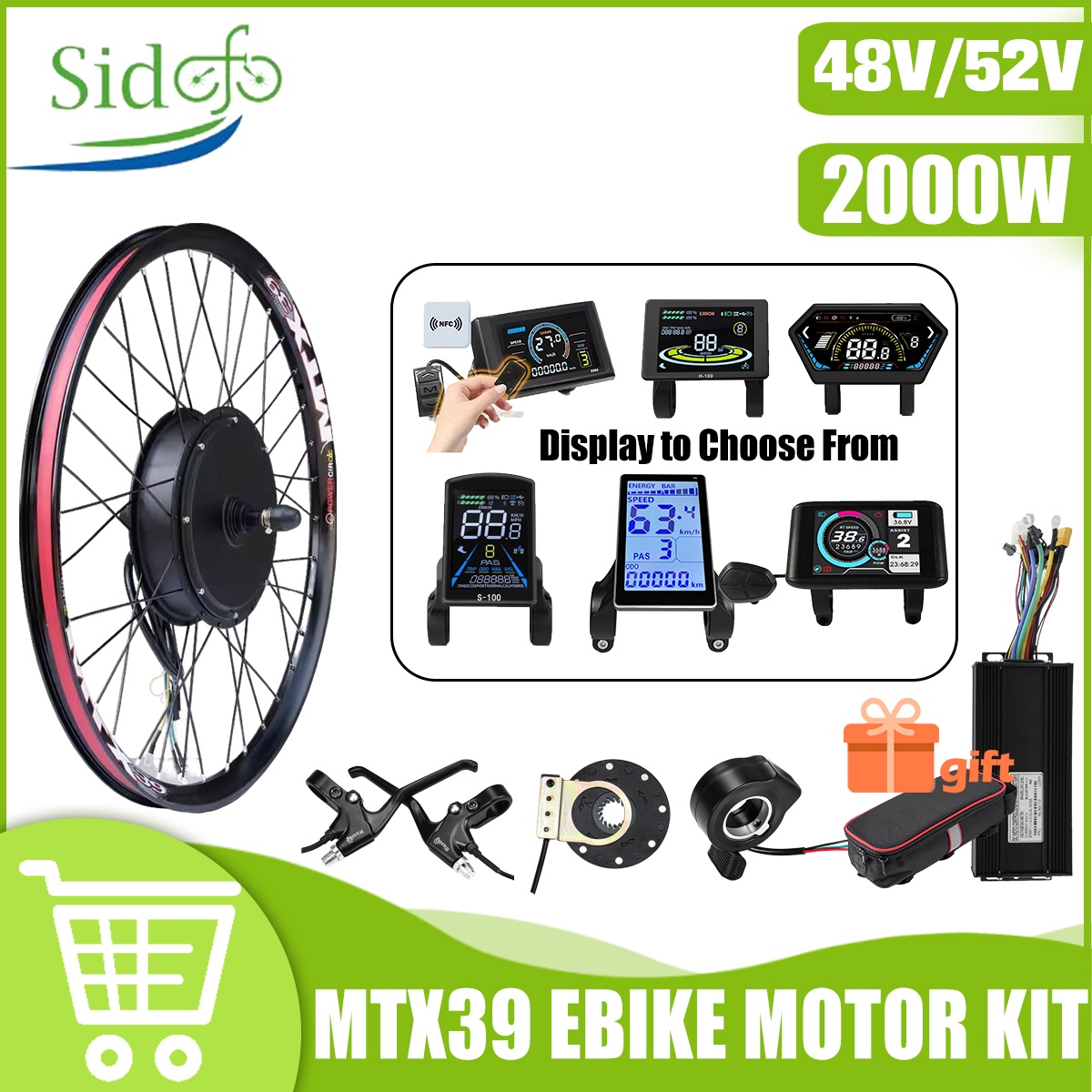 MTX39 48V/52V 2000W Ön Arka Gö - Gearless Hub Motor Conversion Kit 2000W With Display incelemesi ve fiyatı