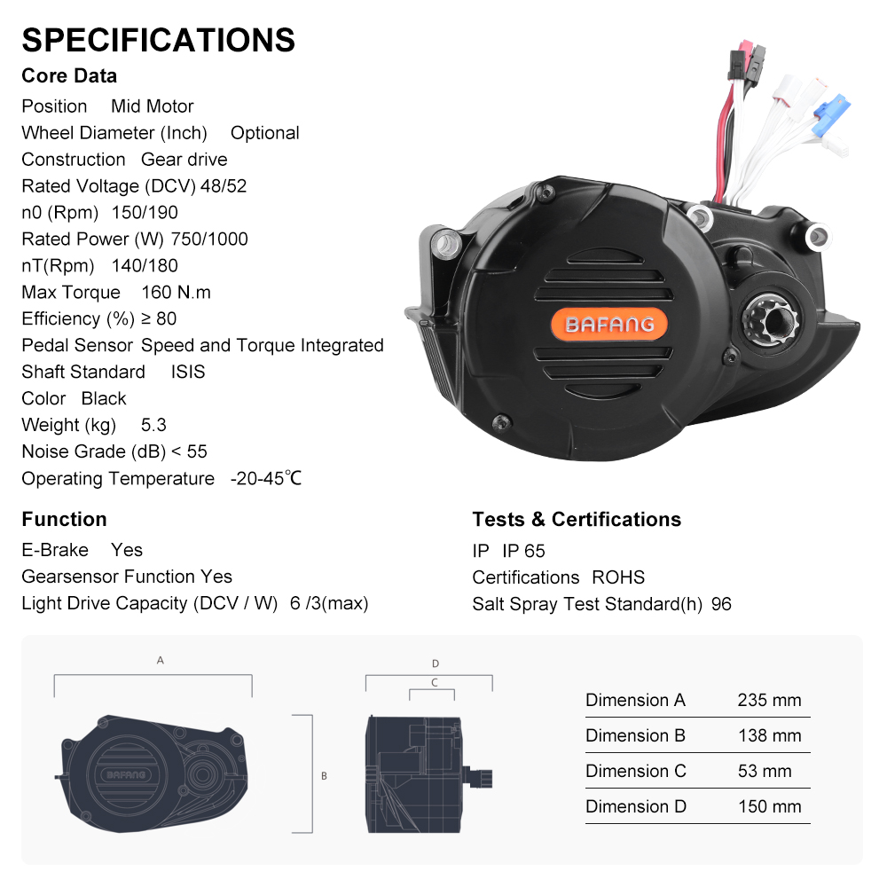 risunmotor M620 G510 48V 52V 1 - Mid Drive Conversion Kit 1000W incelemesi ve fiyatı