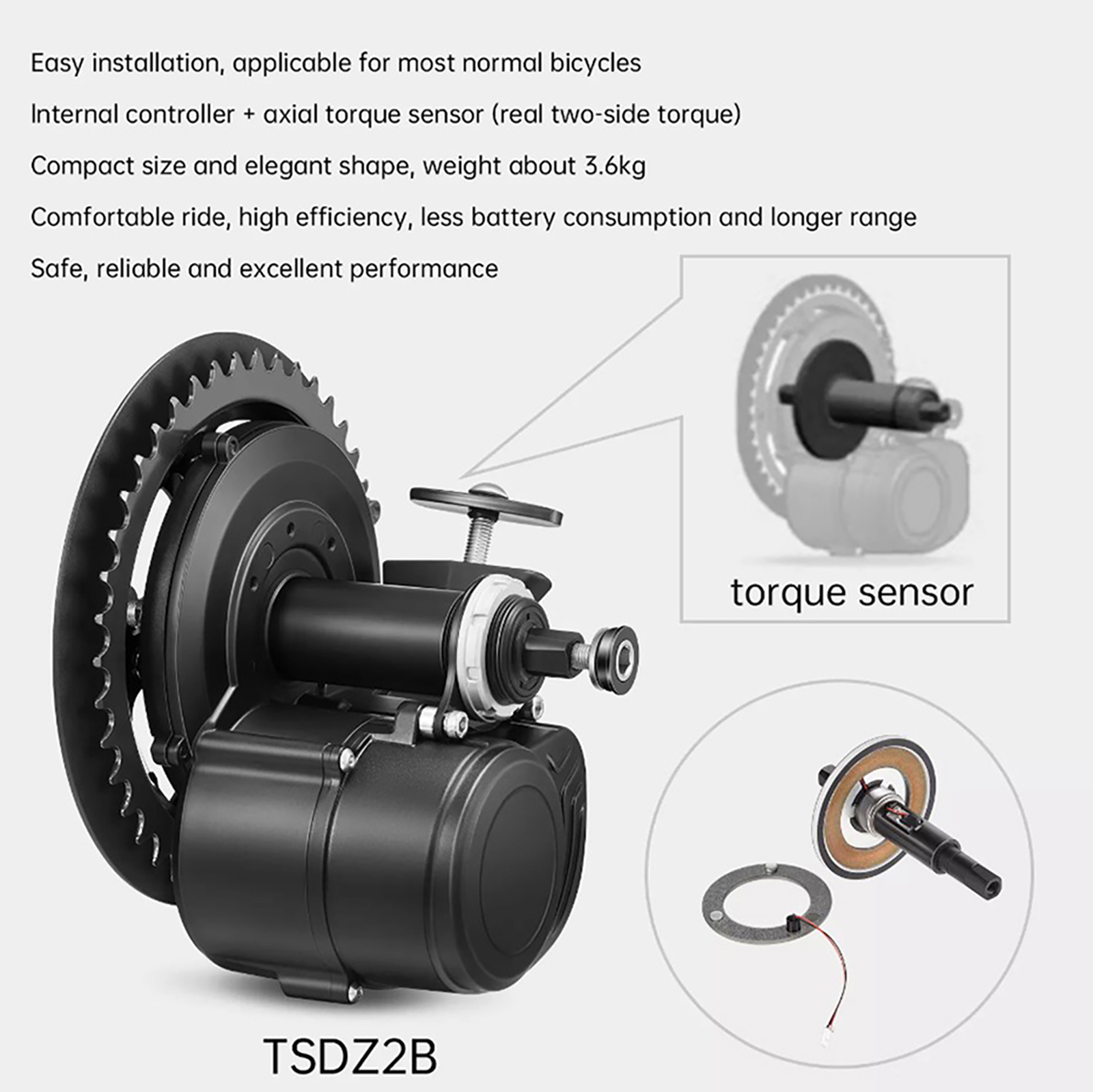 Tongsheng TSDZ2B BB 120mm 100m - Torque Sensor Mid Drive Motor Kit incelemesi ve fiyatı